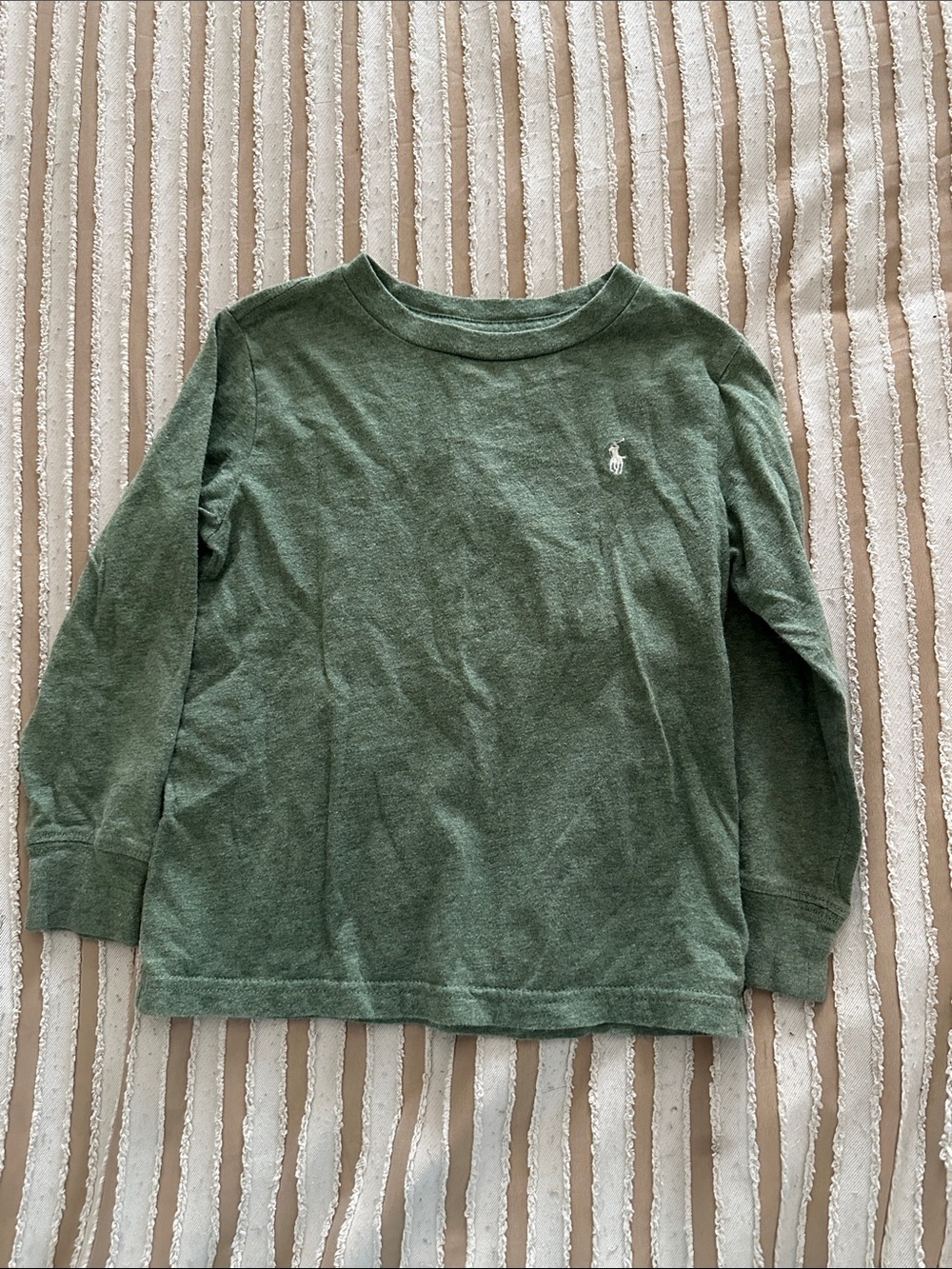 Ralph Lauren Green Long-Sleeve Crewneck Tee with Polo Pony